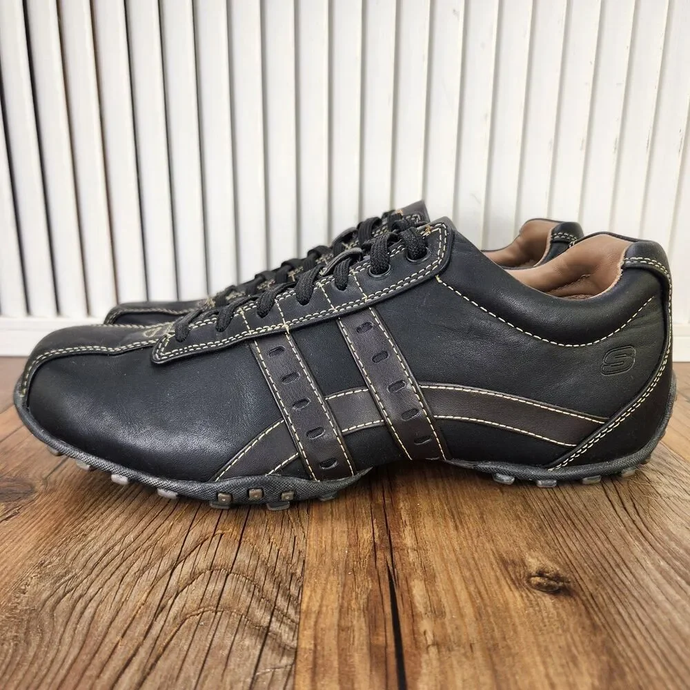 Skechers Citywalk Malton Leather Shoes Mens Size 10 Black Driving Sneakers 60488
